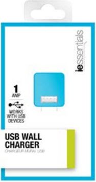 USB WALL CHARG IESSENTIALS BLU