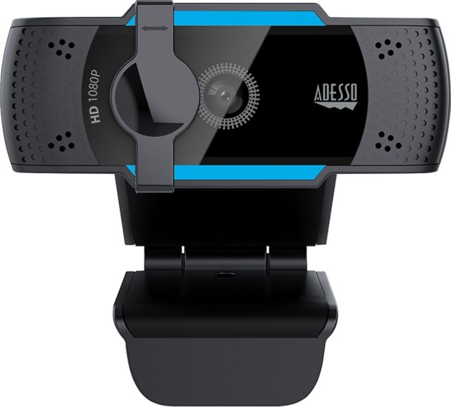 Adesso 1080P HD Webcam w-Built-in Dual Mic Tripod Mnt Privcy Shttr Cvr, 2.7X2.7X1.97in, Black
