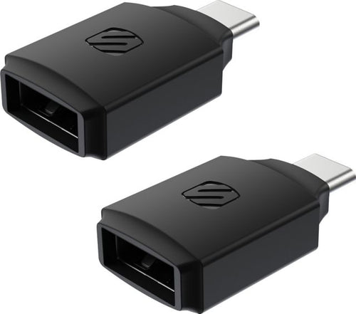 Scosche Strikeline USB Adapter 2Pk USB-A to USB-C, Black - ONLINE ONLY