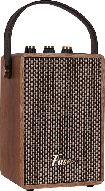Fuse Audio ANDLE Portable Bluetooth Speaker with Handle Strap 4x4.5x6.5in, Light Brown