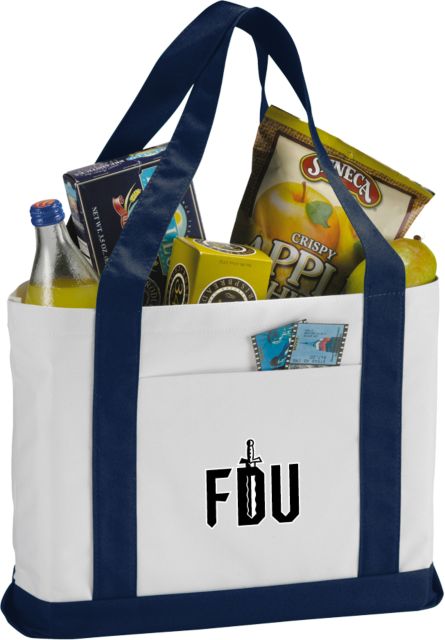 FDU Knights Contender White/Navy Canvas Tote FDU with Sword - ONLINE ONLY