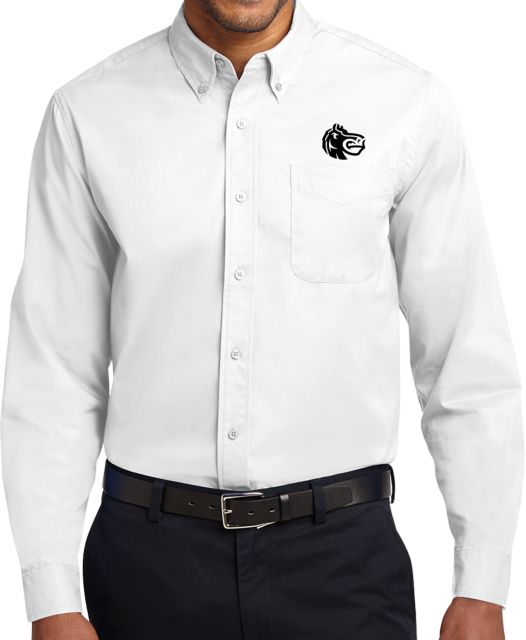 FDU Knights Twill Button Down Long Sleeve Fairleigh Knightro Head - ONLINE ONLY