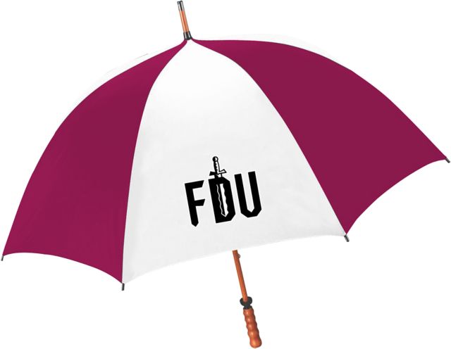 FDU Knights 62 Inch Cardinal/White Umbrella FDU with Sword - ONLINE ONLY