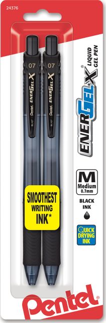 PEN ENERGELX 2PK MD BLK MTLTIP